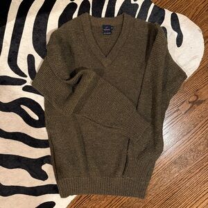 Men's Olive V-Neck Sweater